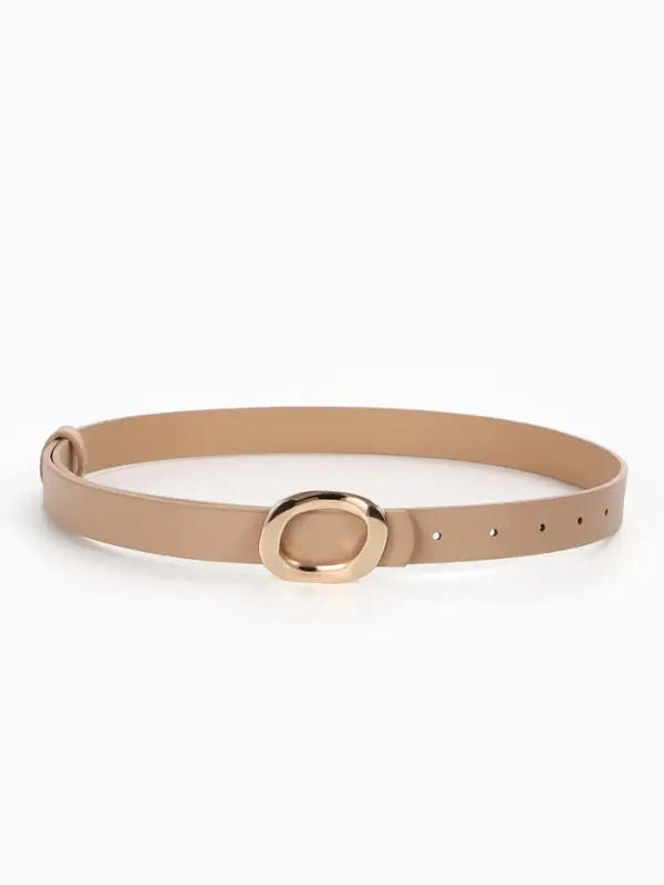 Ремень женский, золотистая пряжка, гвоздик, 2.3&times;105 см, бежевый