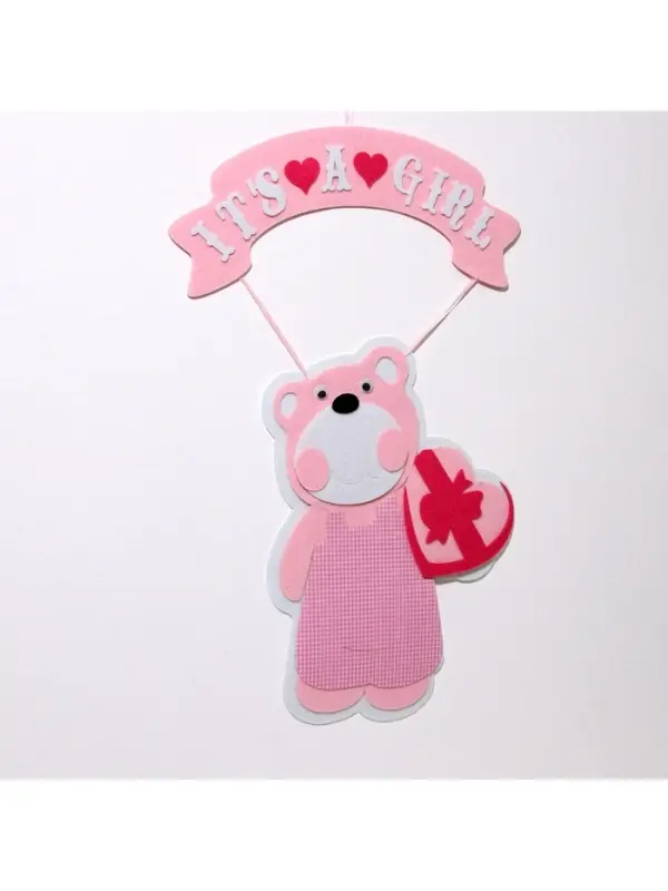 Украшение на гендер пати &laquo;Подвеска Мишка It's a Girl&raquo;, 30.5&times;30.5&times;49 см, розовое