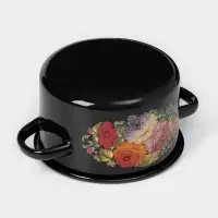 Набор кастрюль эмалированных &laquo;Жостово&raquo;, 3 шт.: 1.5 л, 2.9 л, 4.5 л, чёрный