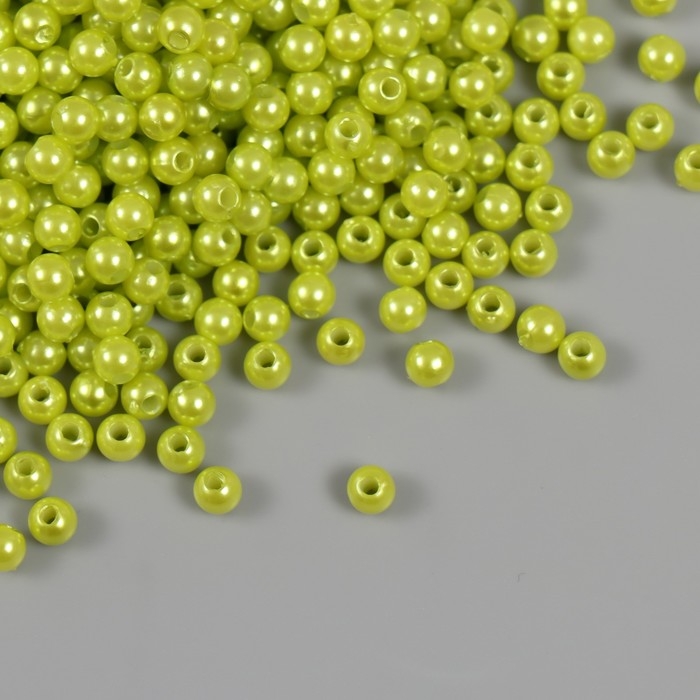 Набор бусин Набор бусин "Жемчуг" d 4 мм, 250 гр, салатовый
