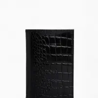 Обложка для паспорта TEXTURA, натуральная кожа, тиснение крокодил, чёрная