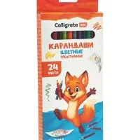 Карандаши Calligrata, цветные, 24 цвета, трёхгранные, пластиковые