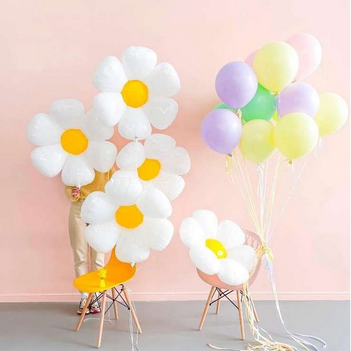 Шар фольгированный 46 Шар фольгированный 46" «Ромашка белая»