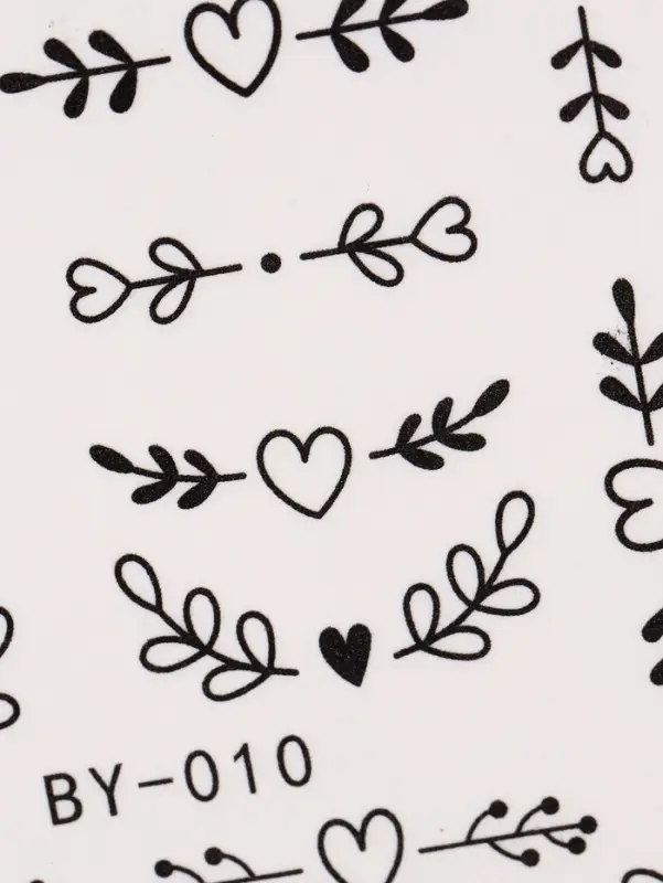 Слайдеры для ногтей «Сердечки и веточки», чёрные Слайдеры для ногтей «Сердечки и веточки», чёрные