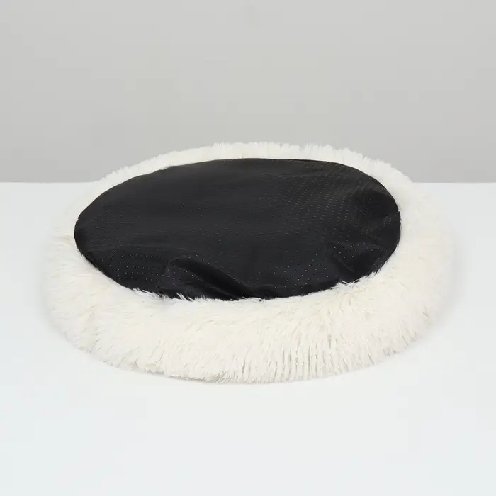 Лежанка для собак и кошек, длинный мех, 80&times;80&times;25 см, молочная