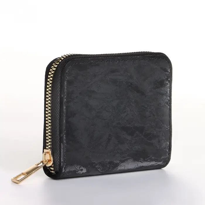 Кошелёк женский на молнии 11&times;2.5&times;9 см, однотонный, чёрный