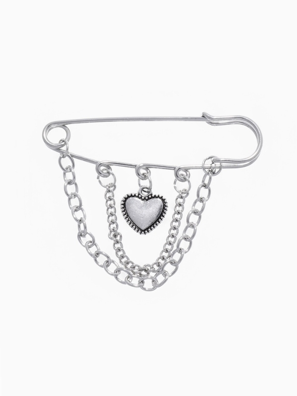 Булавка «Сердце» с цепочками, цвет перламутровый в серебре Булавка «Сердце» с цепочками, цвет перламутровый в серебре