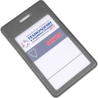 Бейдж вертикальный для карты, внутр. разм 60x90мм Экокожа графит EK-3V-1