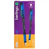 Ручка шариковая Berlingo. I-10 Nero, синий стержень, узел 0.4 мм, резиновый упор