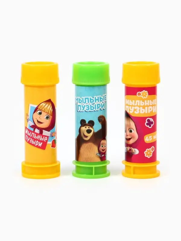 Набор мыльных пузырей 3 штуки, 45 мл, Маша и Медведь