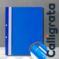 Папка-скоросшиватель Calligrata, А4, 180 мкм, синяя, прозрачный верх, с перфорацией