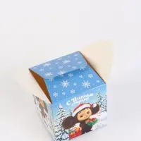 Коробка складная "Зимние забавы",Чебурашка, 12 х 12 х 12 см