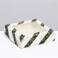 Коробка подарочная новогодняя складная с окном «Снежинка», 15×15×4 см