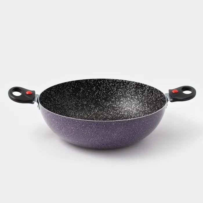 Казан алюминиевый, 4 л, d=28 см, стеклянная крышка, две съёмные ручки, фиолетовый