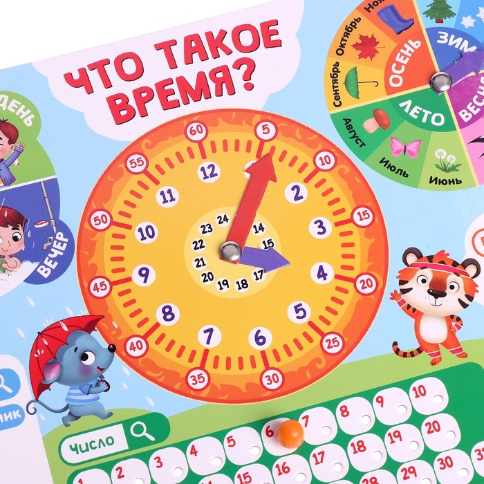 Развивающий бизиборд «Что такое время?», 3+ Развивающий бизиборд «Что такое время?», 3+
