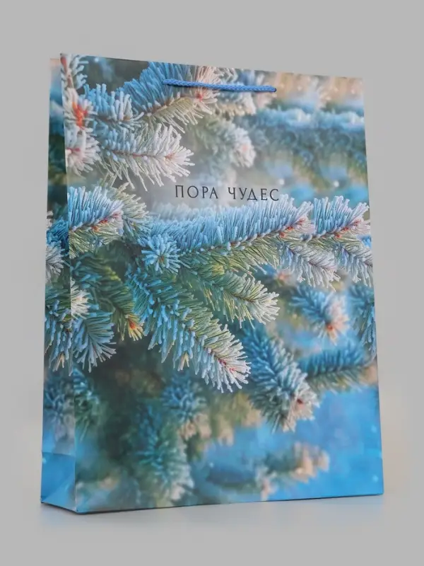 Пакет подарочный &laquo;Пора чудес. Заснеженная ель&raquo;, 33&times;10&times;42.5 см