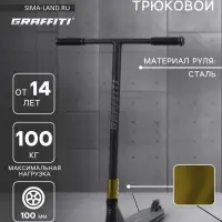 Самокат трюковой GRAFFITI Advanced 24, колёса PU 100 мм, SCS компрессия, ABEC 9 Chrome, чёрный