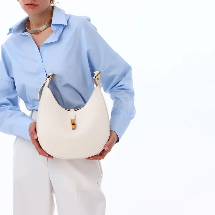 Сумка женская багет TEXTURA на молнии, 27&times;9&times;23 см, молочная