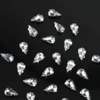 Стразы пришивные &laquo;Капля&raquo;, в цапах, 6&times;10 мм, 50 шт., белые