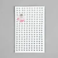 Стразы самоклеящиеся, d = 4 мм, 220 шт на листе на листе, цвет серебряный