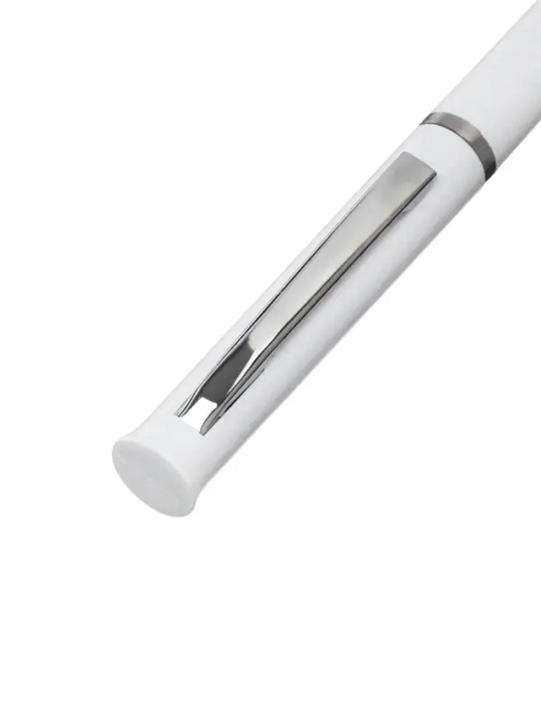 Ручка под логотип Calligrata, шариковая, поворотная, синий стержень, узел 0.7 мм, корпус белый матовый с серебристым