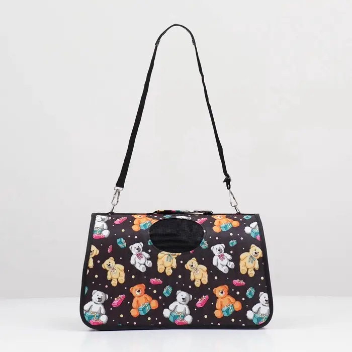Сумка - переноска &laquo;Плюшевые медведи&raquo;, размер S, 37&times;15&times;22 см, каркасная