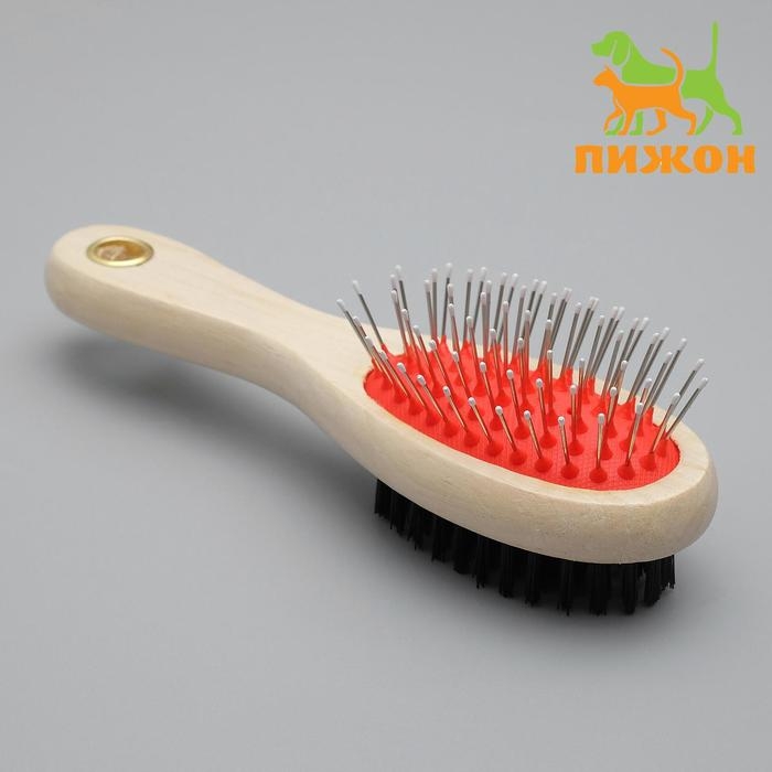 Двусторонняя щётка-расческа с деревянной ручкой малая, 5 х 17 см Двусторонняя щётка-расческа с деревянной ручкой малая, 5 х 17 см