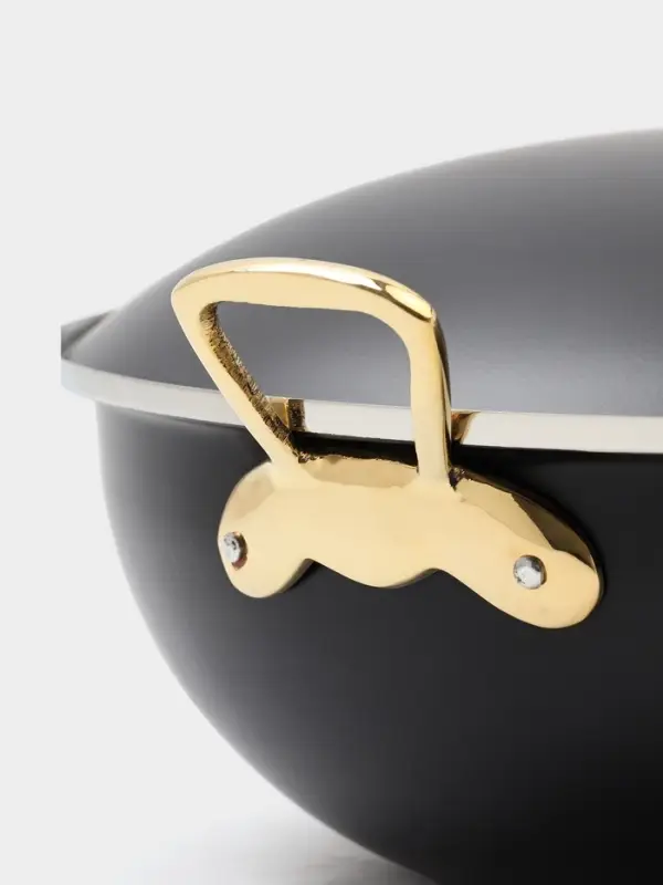 Блюдо глубокое с крышкой &laquo;Чёрный жемчуг&raquo;, 26.5&times;24.5&times;14 см, нержавеющая сталь, чёрное