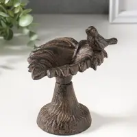 Сувенир чугун подставка, кормушка для птиц "Птичка на листе" 12х10х13 см