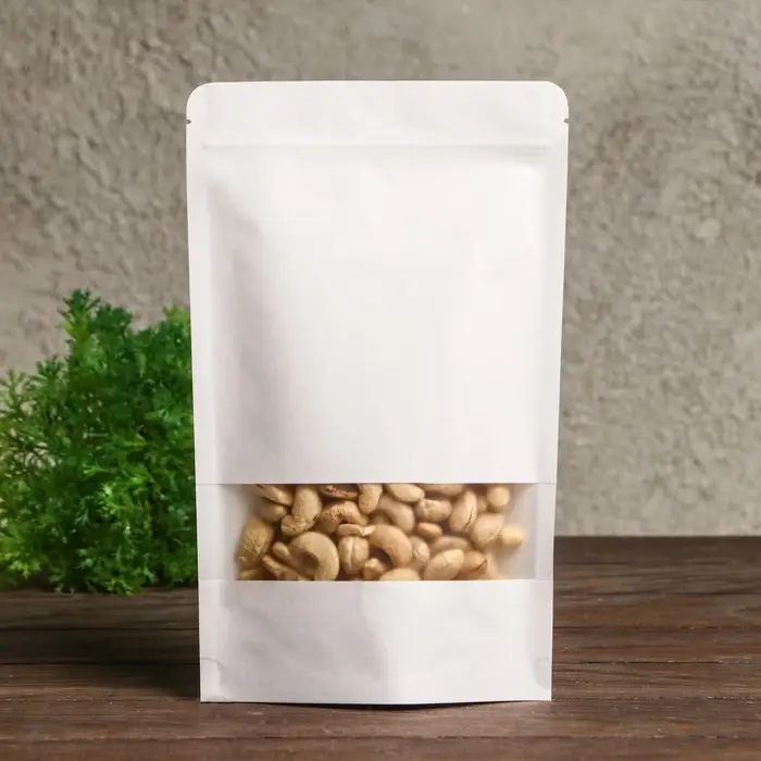 Пакет Zip-lock Крафт, белый, с прямоугольным окном 16 х 26 см