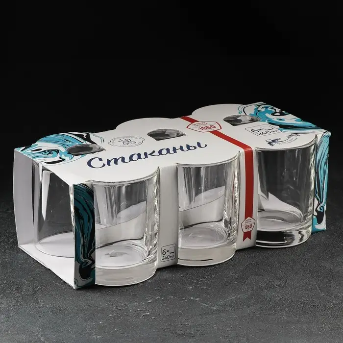 Набор стеклянных стаканов, 240 мл, 6 шт Набор стеклянных стаканов, 240 мл, 6 шт