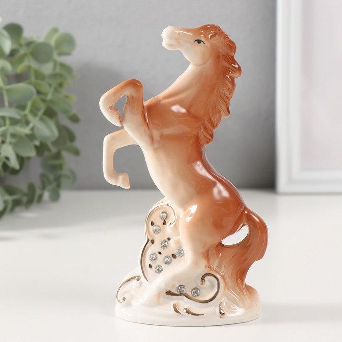 Сувенир керамика Сувенир керамика "Конь на дыбах" коричневый с золотом, стразы 16х9х4,8 см