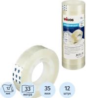 Клейкая лента канцелярская Unibob 12x33 (12шт/уп)
