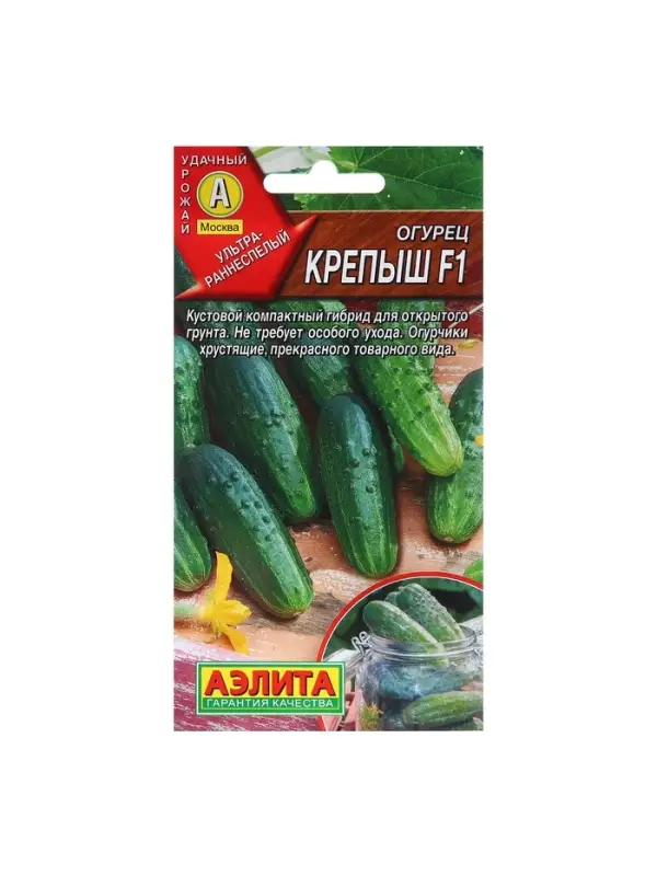 Семена Огурец "Крепыш" F1, раннеспелый, пчелоопыляемый, 10 шт