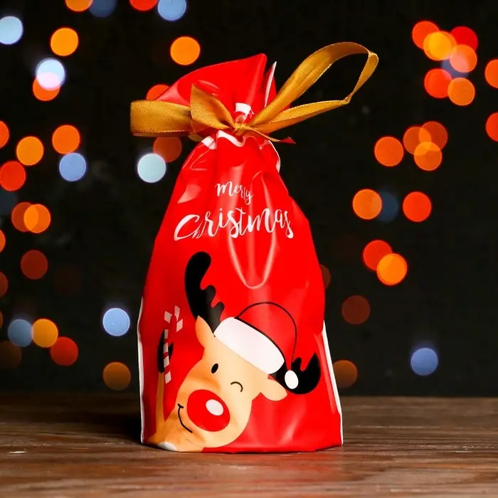 Пакет полиэтиленовый подарочный «Олень», с завязками, 15×23 см Пакет полиэтиленовый подарочный «Олень», с завязками, 15×23 см