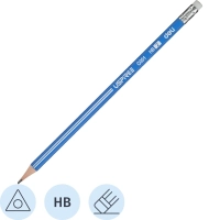 Карандаш чернографитный Deli Uspire HB трехгранный с ластиком, синий корпус