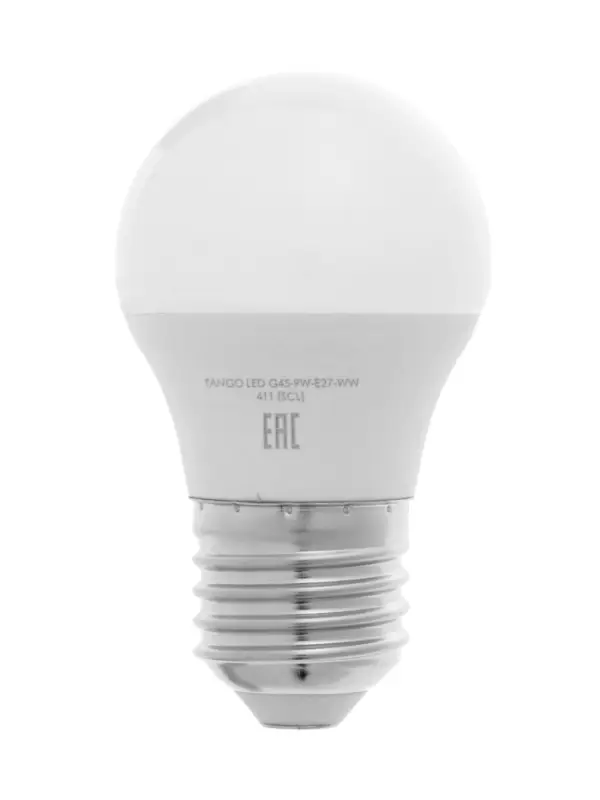 Лампа светодиодная TANGO, G45, 9 Вт, E27, 855 Лм, 6500K, IP20,  свечение холодное белое, матовое сте