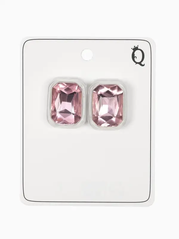 Серьги гвоздики &laquo;Кристалл. Прямоугольник&raquo;, розовые