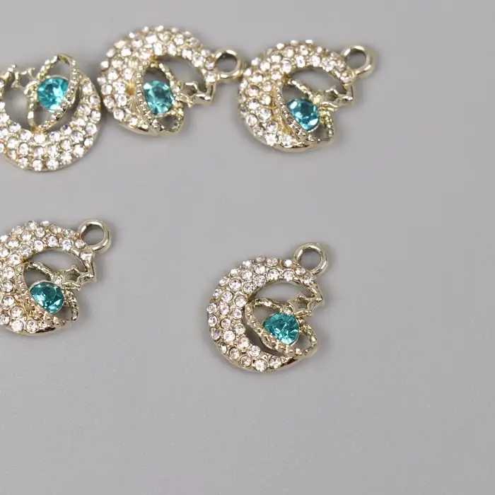 Декор для творчества металл, стразы Декор для творчества металл, стразы "Космический месяц" золото 1,8х1,4х0,5 см