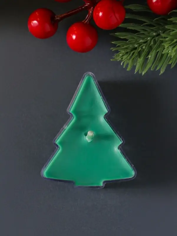 Чайная свеча ароматическая "Ель" зелёная, аромат рождественская ночь 5х4х2,1 см