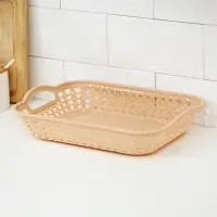Поднос прямоугольный Доляна &laquo;Плетение&raquo;, 32&times;23&times;5 см, пластик, бежевый