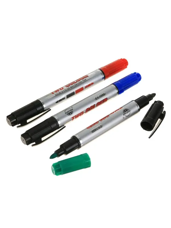 Маркер для доски, узел 2.5 мм, ширина линии 2.5 мм, двусторонний, водный, МИКС