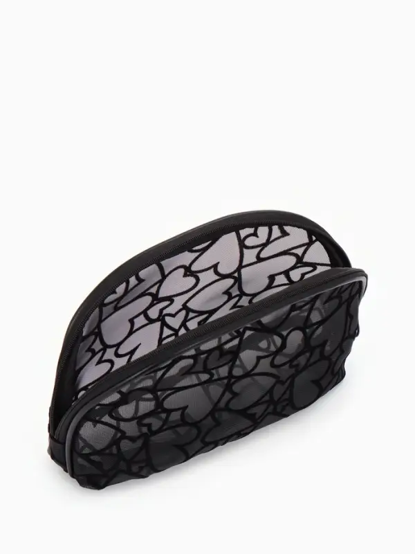 Косметичка полукруглая Black beauty, на молнии, чёрная