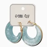 Серьги-кольца акрил "Тренд", цвет голубой в золоте Серьги-кольца акрил "Тренд", цвет голубой в золоте