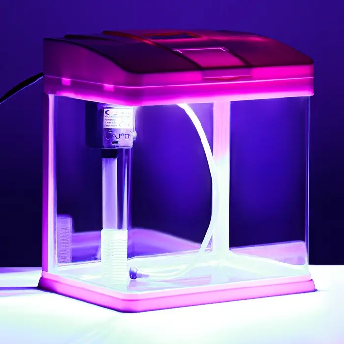 Аквариум SeaStar HX-240F в комплекте: LED-лампа, фильтр, 10 л, розовый