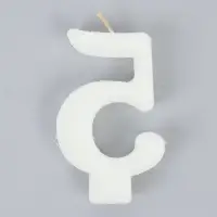 Свеча в торт &laquo;Соло. Цифра 5&raquo;, 8.2 см, белый блеск