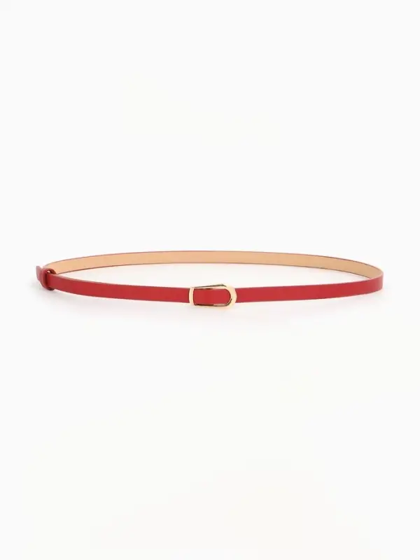 Ремень женский тонкий, 110&times;1.2 см, пряжка металл, золотистая, красный