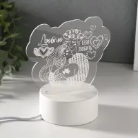 Светильник 3D RISALUX &laquo;Люблю тебя любить&raquo;, LED-ночник, RGB, от сети