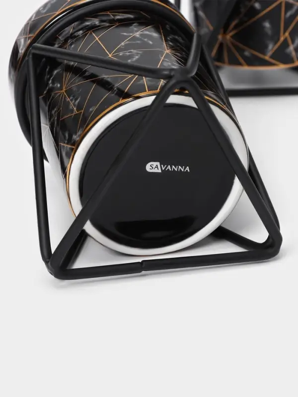 Аксессуары для ванной SAVANNA &laquo;Геометрика&raquo;, 3 предмета, мыльница, дозатор для мыла 290 мл, стакан, чёрные