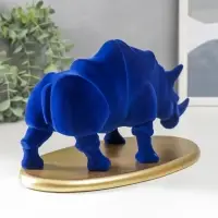 Фигура полистоун &laquo;Синий носорог на подставке&raquo;, флок, 12.8&times;22.5&times;13.5 см